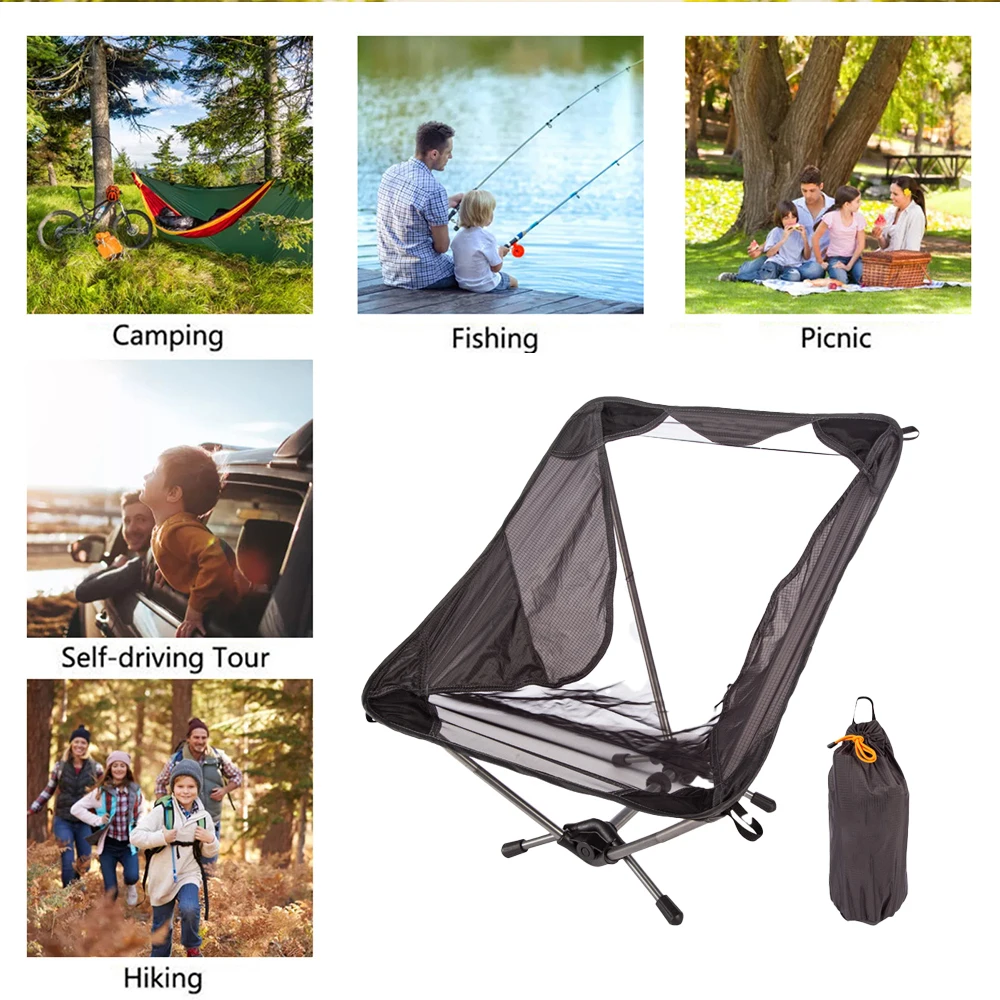 Outdoor Camping Chair Ultralight Folding Chair Portable Travel Beach Hiking Picnic Seat Fishing Tools Chairs with Storage Bag