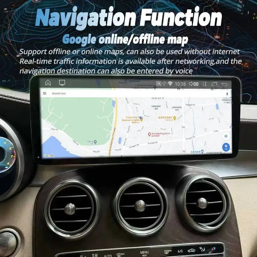 راديو السيارة DSP لمرسيدس بنز C الفئة W205 Glc X253 C180 C200 C220 C300 C350 2016-2022 12.8 "شاشة رقيقة جدا أندرويد CarPlay