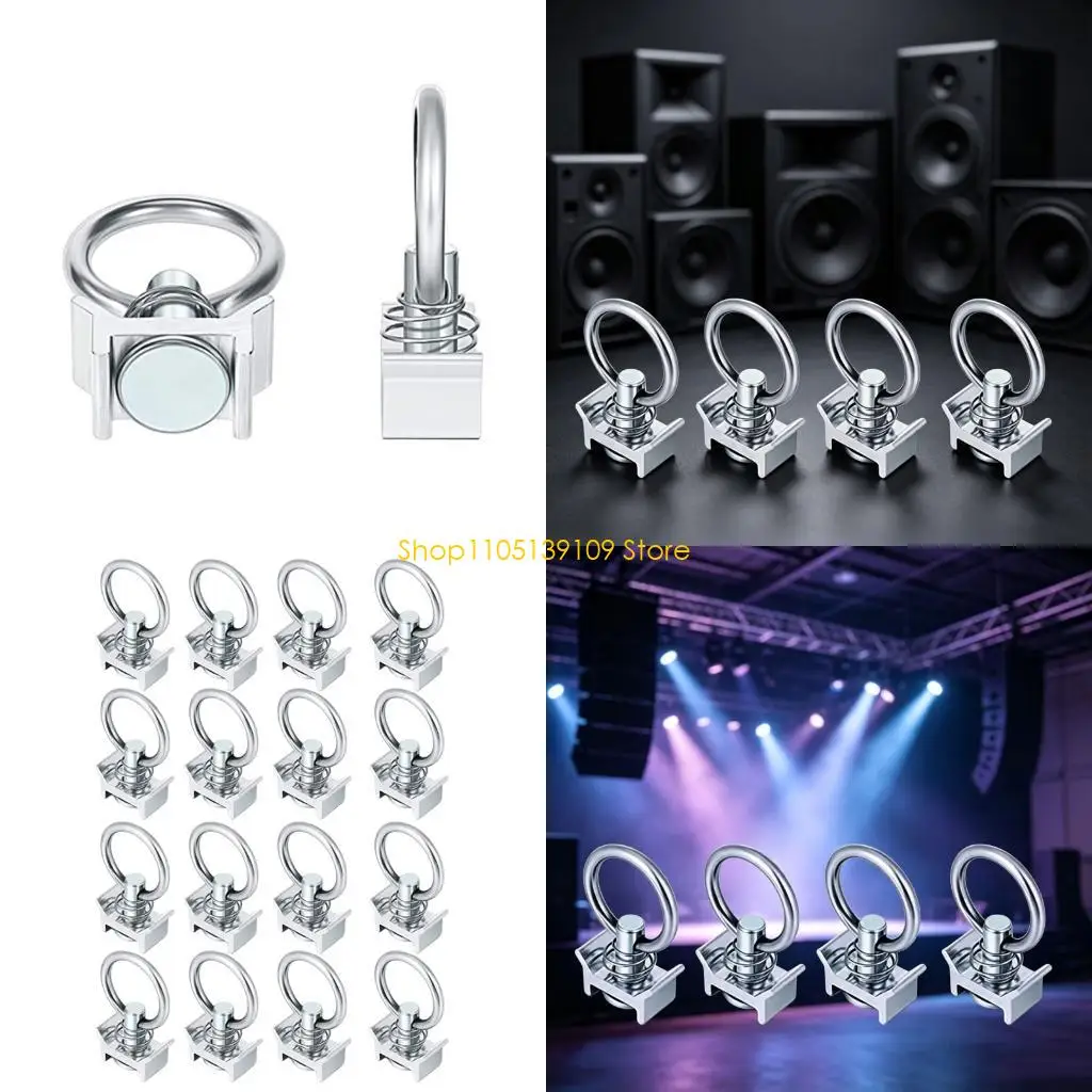 P5ED Trailer Tie-Down Clip L Track Single Fitting Set with 360 Degree Turning Design, 16 Piece L-Track Hardware