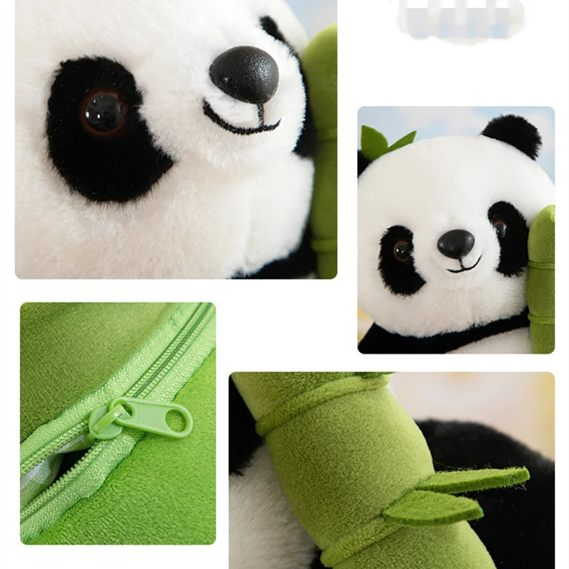 25CM Cute Animal National Treasure Giant Panda Doll Plush Toy Bamboo Shoot Bucket Storage Cute Panda Doll Children Pillow Toy