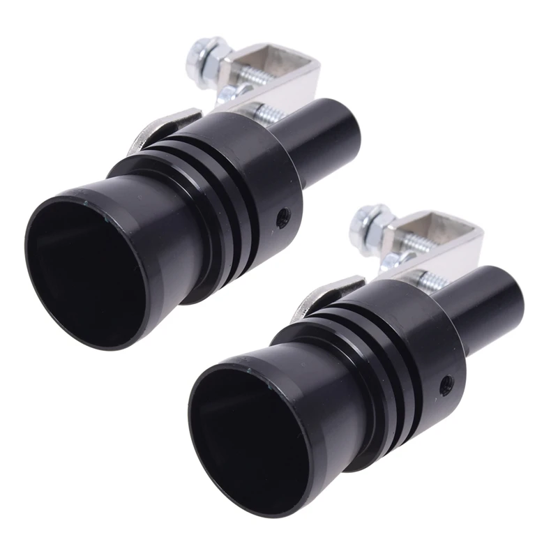 2X Aluminum Turbo Sound Whistle Exhaust Pipe Tailpipe BOV Blow-Off Valve Simulator Black (Size XL)