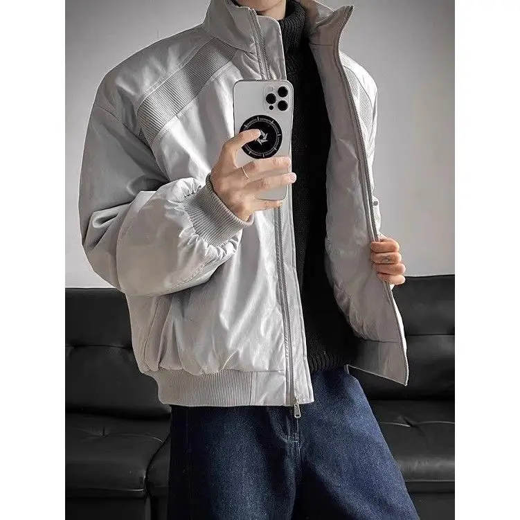 

Мужская куртка из утепленного хлопка с воротником-стойкой, теплая верхняя одежда, элегантный силуэт, длинный рукав, повседневный стиль, водонепроницаемая...
