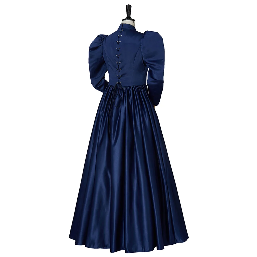 Viktorianisches Gothic Vintage Blaues Trauerkleid Erwachsene Frauen Mittelalterliche Königin Prinzessin Weihnachten Karneval Ballkleid