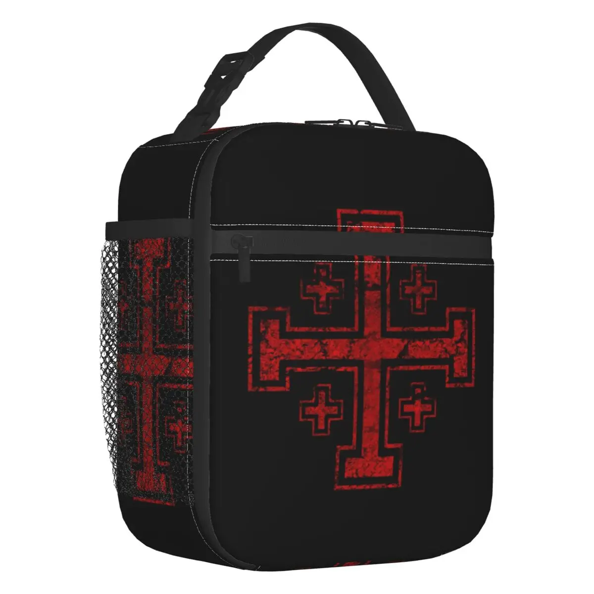 

Templar Knight Medieval Warrior Insulated Lunch Tote Bag Jerusalem Cross Seal Portable Cooler Thermal Food Lunch Box Kids School