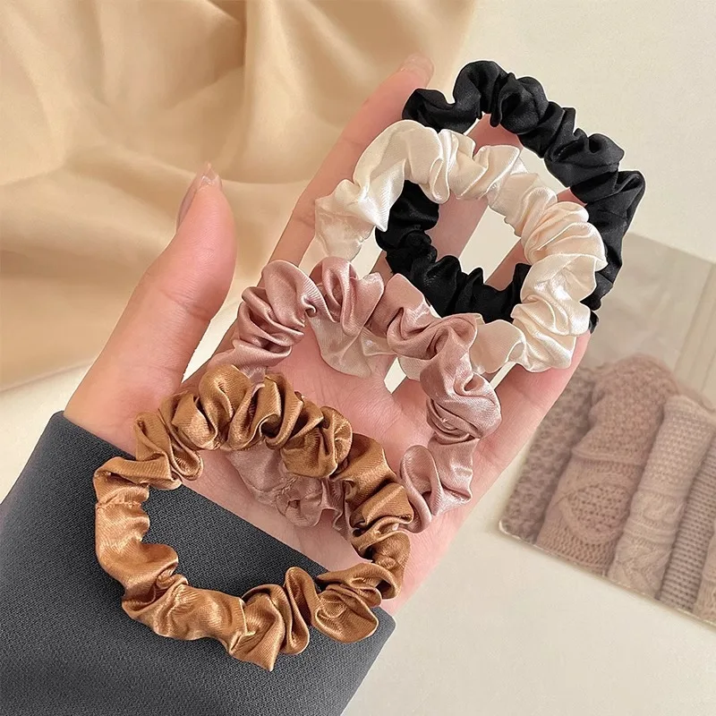 3PCS/Lot Luxury Brand Solid Color Satin Silk Hair Scrunchies For Women Simple Female Elastic Hair Bands Rubber Band Accessories