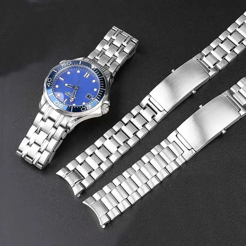 

Solid Stainless steel watchband Silver Watch Band For omega strap seamaster speedmaster planet ocean Bracelet 18mm 20mm 22mm