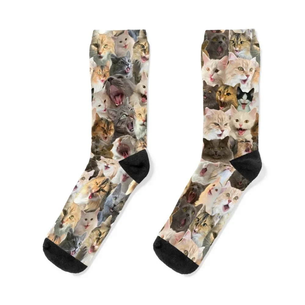 

Screaming cat pattern Socks funny sock happy Toe sports colored Socks Ladies Men's