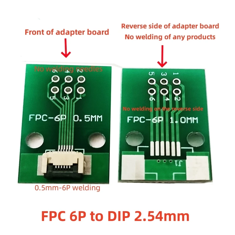 1PCS FPC/FFC flexible cable adapter board double-sided 0.5mm to straight 2.54mm 6P FFC to 2.54 straight needle