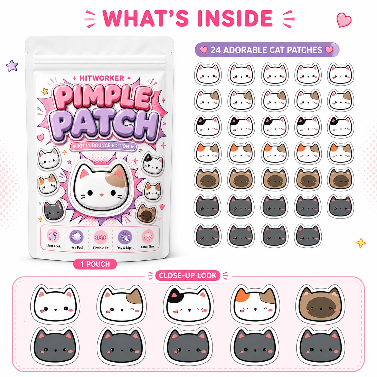 120PCS Pimple Cover Patches, Clear-Look Hydrocolloid Beauty Patches For Day And Night Use, Easy Peel Spot Cover