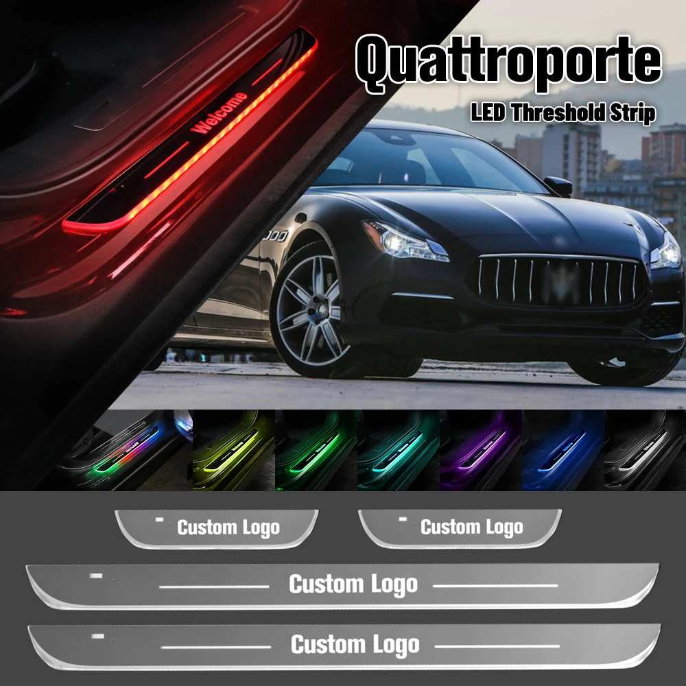 For Maserati Quattroporte 2014-2018 Car Door Sill Light Customized Logo LED 2016 2017 Welcome Threshold Pedal Lamp Accessories