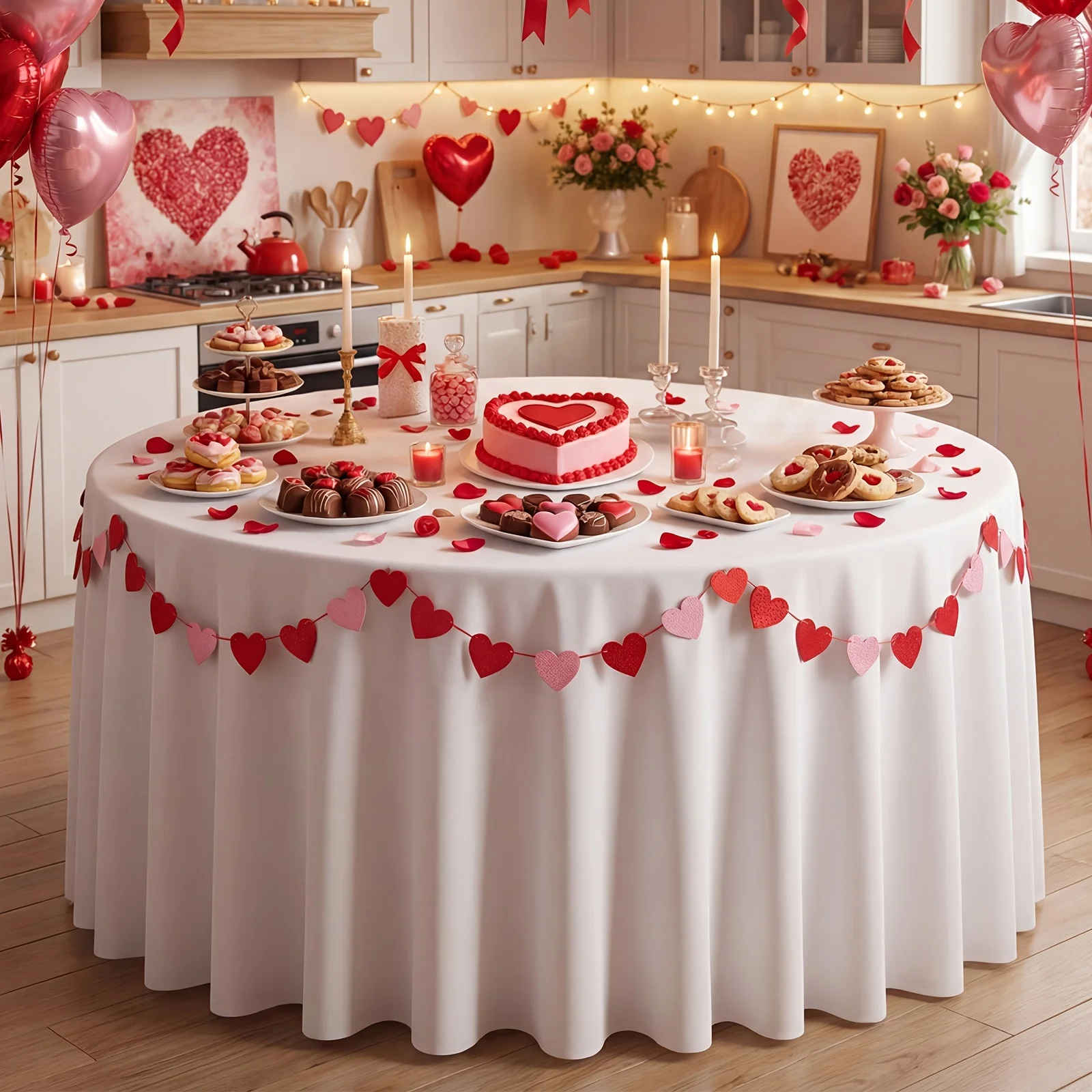 Round Tablecloth – 120 Inch Washable Cotton-Polyester Blend, Soft & Wrinkle-Resistant, Ideal for Weddings, Birthdays, Holidays, - view 3