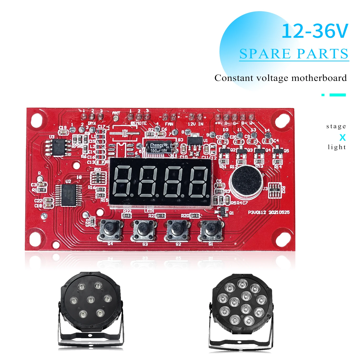 Repair Parts12x3w /18x3w /36x3w RGB 3in1 /RGBW Motherboard, Plastic Par Light Repair Parts