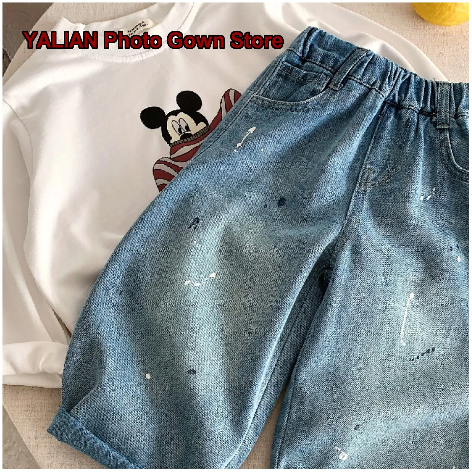 Boys Denim Pants Kids Summer Soft Lyocell Anti-Mosquito Long Trendy Handsome