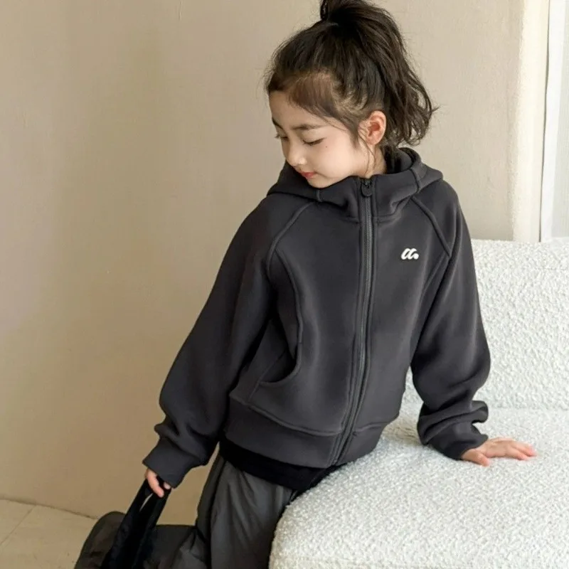 

Детская термоизолированная двусторонняя флисовая куртка с капюшоном на молнии, весенне-осенняя уличная повседневная одежда