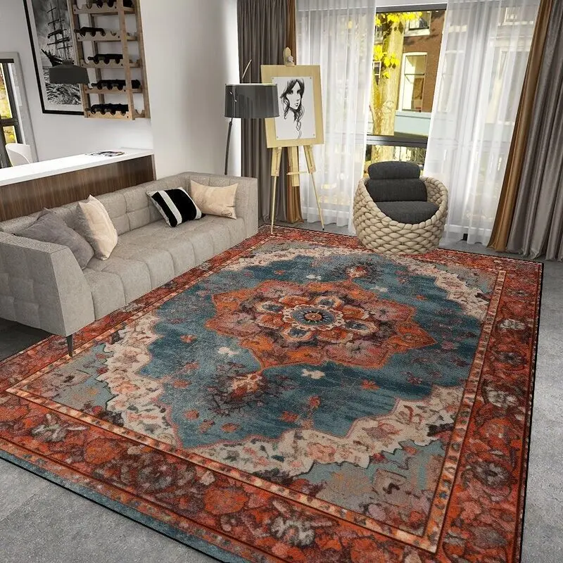 Bohemian Distressed Style Carpet for Living Room Luxury Non-slip Decorative Rug for Bedroom Lounge Soft Washable Mat Bedside image 3