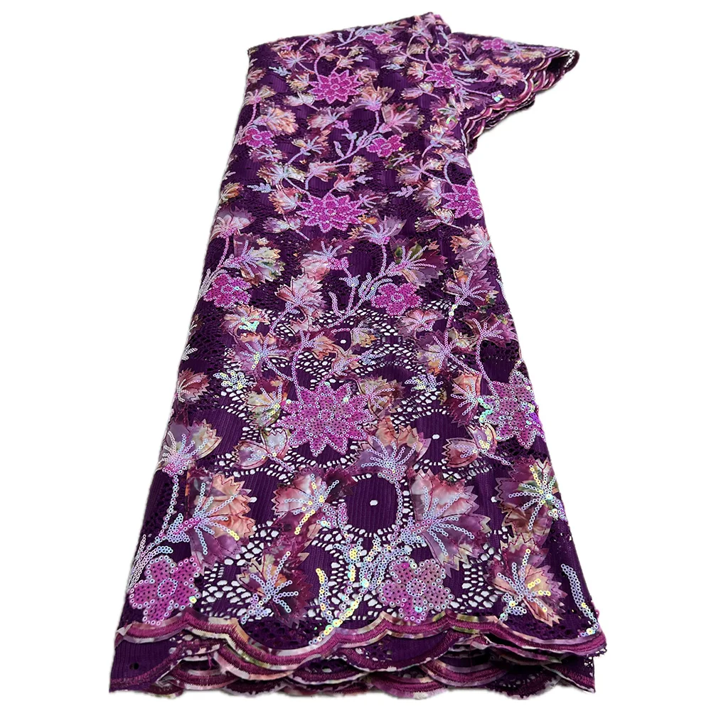 High Quality African Sequins Lace Fabric for Weddings