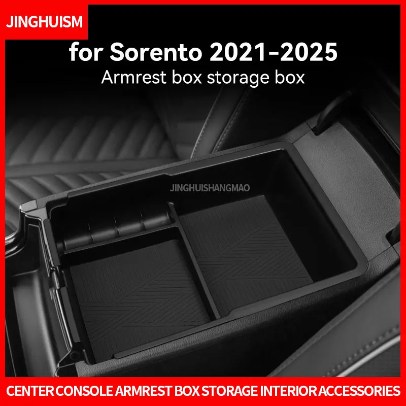 FOR Kia Sorento 2015-2025 Car Armrest Center Console Storage Box  Organizer ABS Black Modification Car Interior Accessories