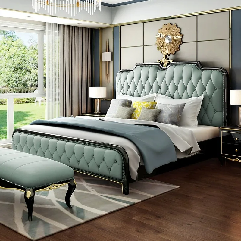 Storage Room Double Bed Accessories Bedside Table Household Modern Luxury Bed Frames Bedding Letto Matrimoniale Home Furniture