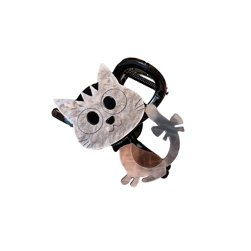 Cute and Cute Cat Catching Cartoon Hairpin Female Korean Back of Head Half Tie Hairpin Medium Shark Clip Headpiece