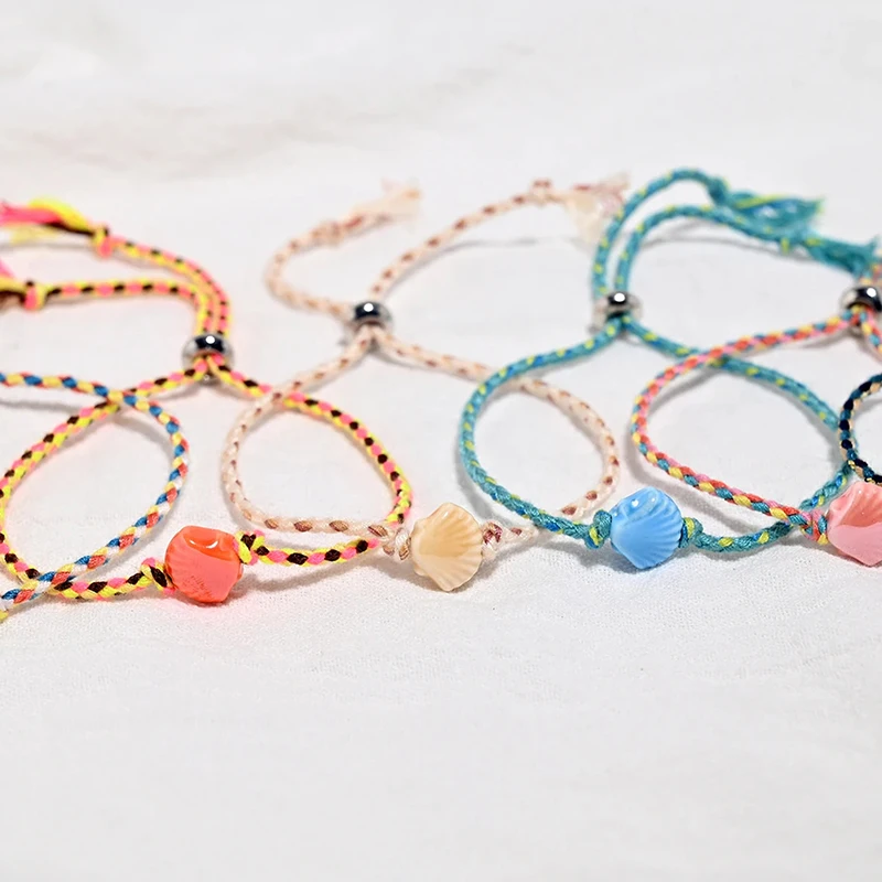 【DJyoe】سوار من السيراميك على شكل صدفة للنساء، بوهيمي قابل للتكديس، حبل ملون، سوار معصم ساحر، إكسسوارات عصرية