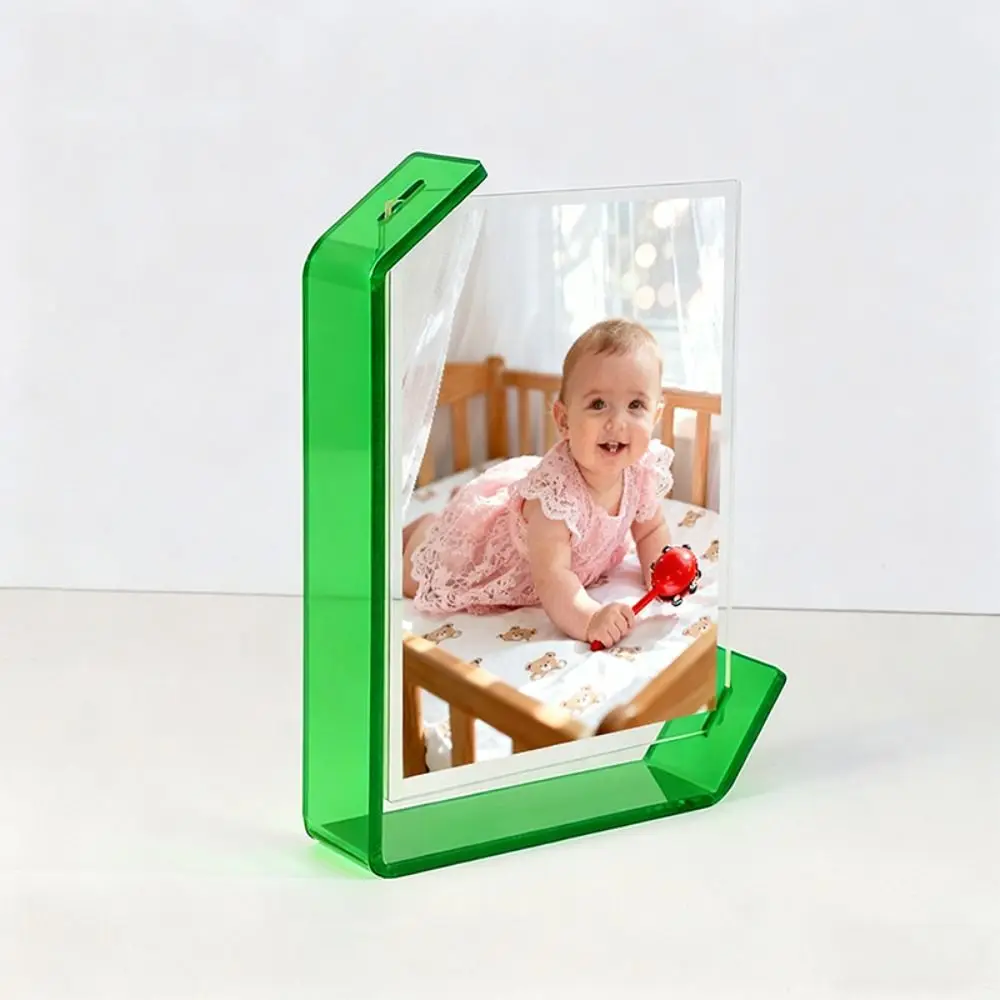 Artwork Frame 5/6/7/8 Inch Acrylic Photo Frame Modern Transparent L-shaped Tabletop Stand Decorative Poster Frame Gallery