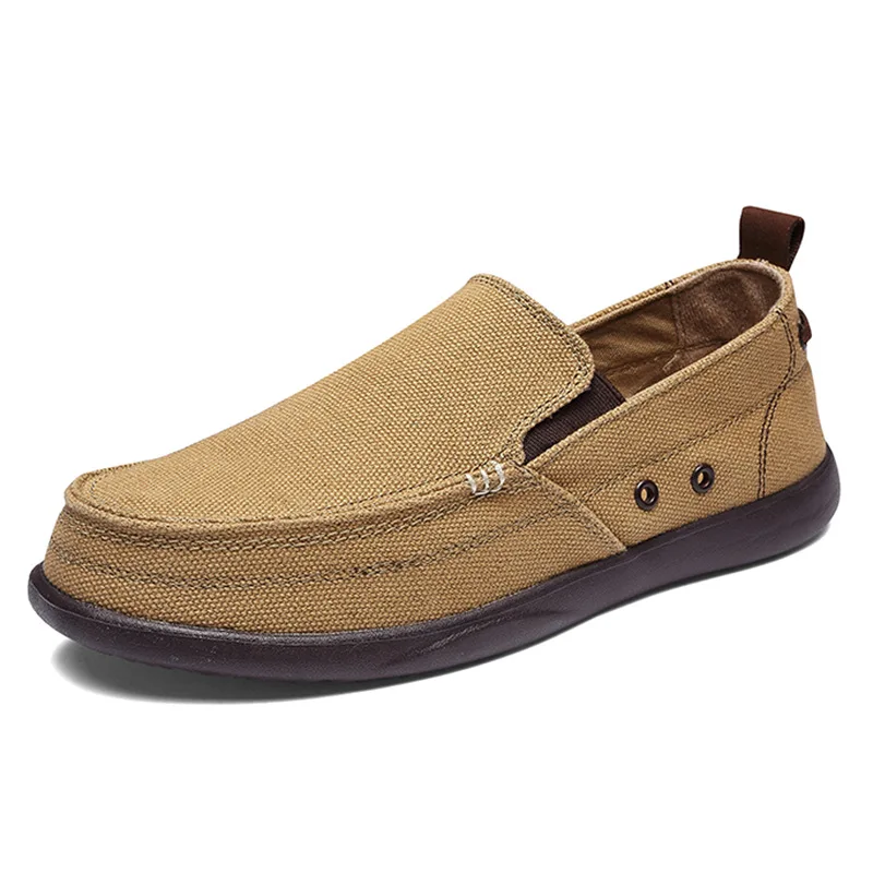 4 Color Men's Casual Breathable Canvas Shoes Anti Slip Soft Sole Men's Loafers Driving Shoes