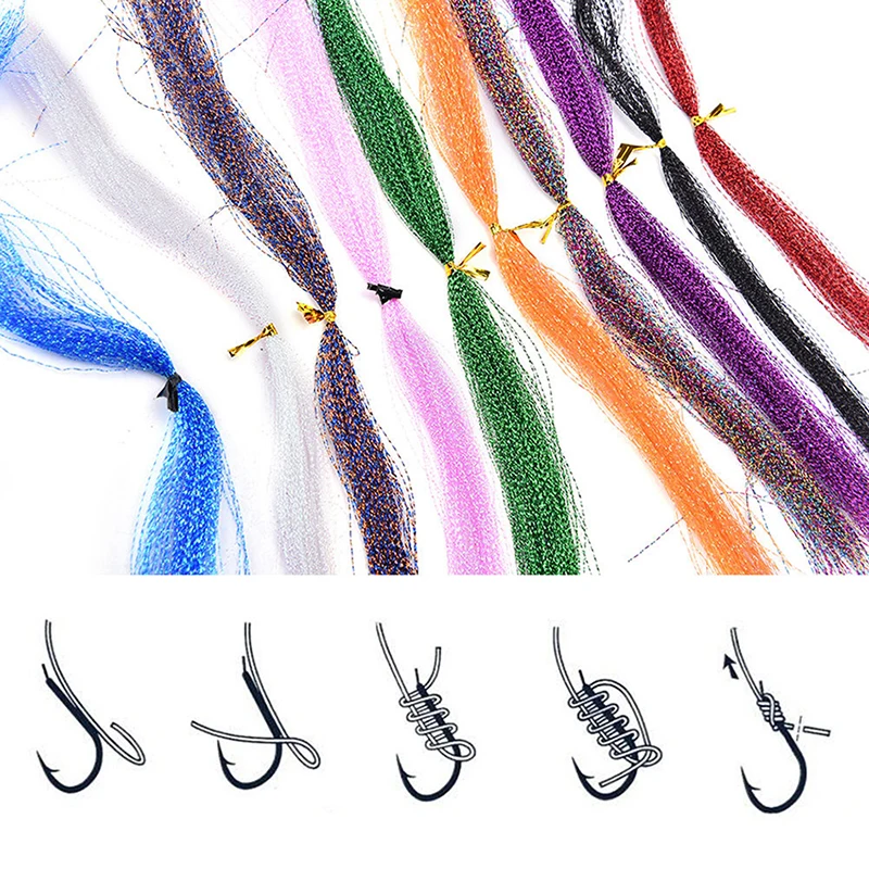 100pc/bag Color Random Colored Crystal Fishing Line Colored Silk Fishing Bait Line Fly Fishing Tied Hook Fishing Rod Accessories