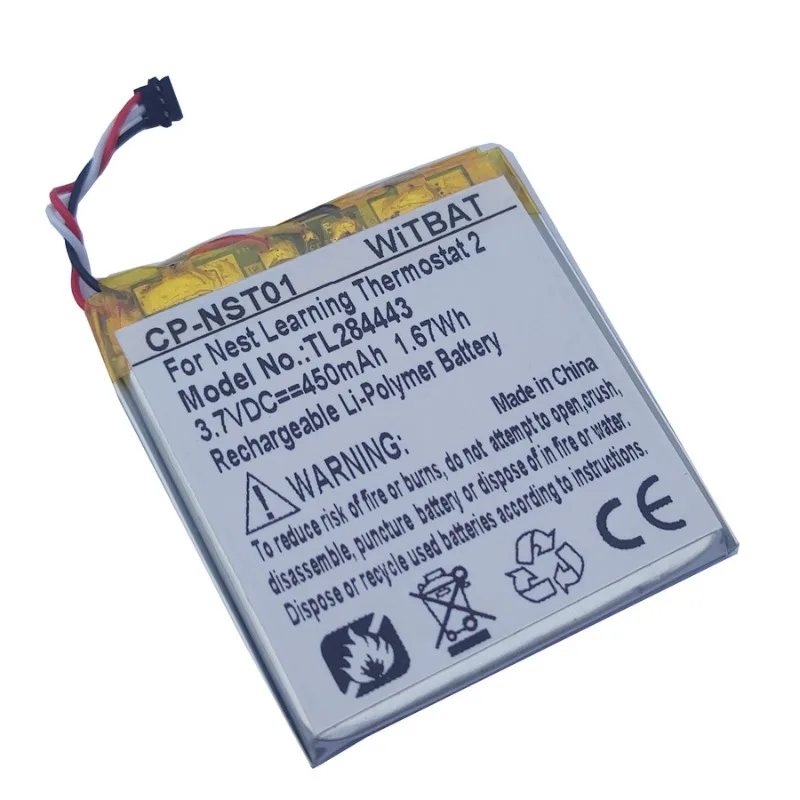 Rechargeable Li‑Polymer Battery 3.7V 380mAh For Nest Learning Thermostat Replacement Fit TL284443 Repair Spare Part