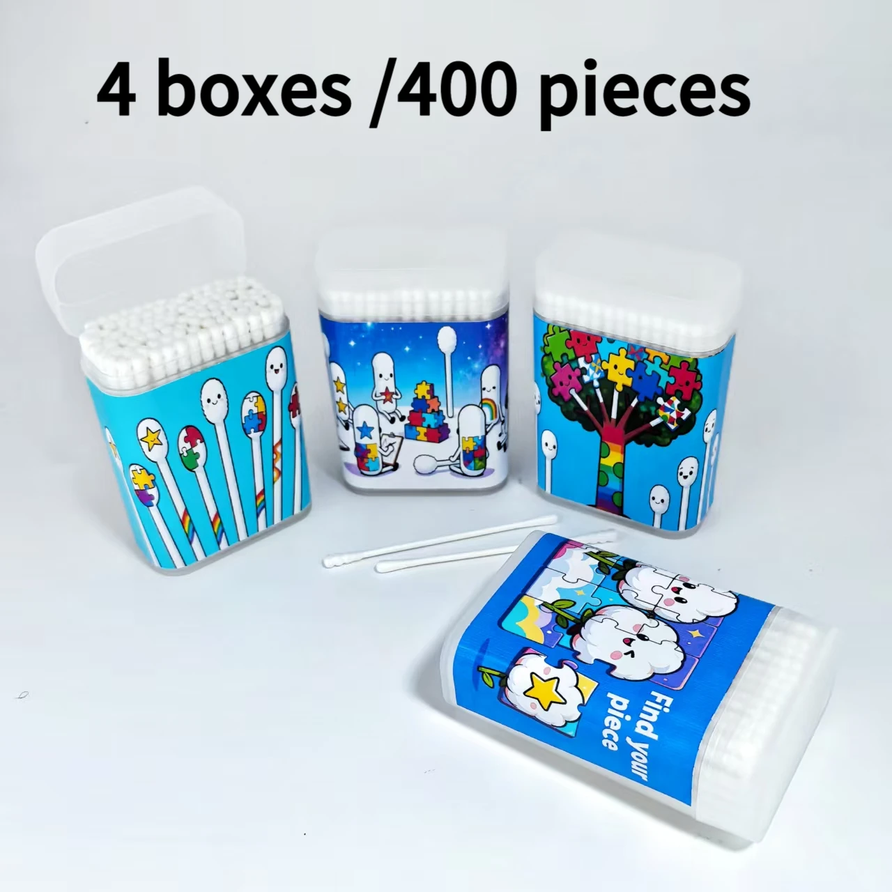 400개 자폐증 관리 심리학 시리즈 요소 면봉, 양면 나사형 원형 미세 축 면봉