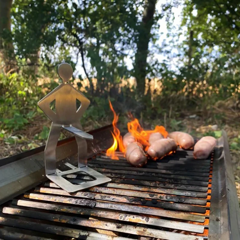 Sac à dos de camping portable en acier inoxydable, support à saucisses pour personnes T1, adapté aux voyages en plein air, fête d'été, pique-nique, hot-dog, drôle