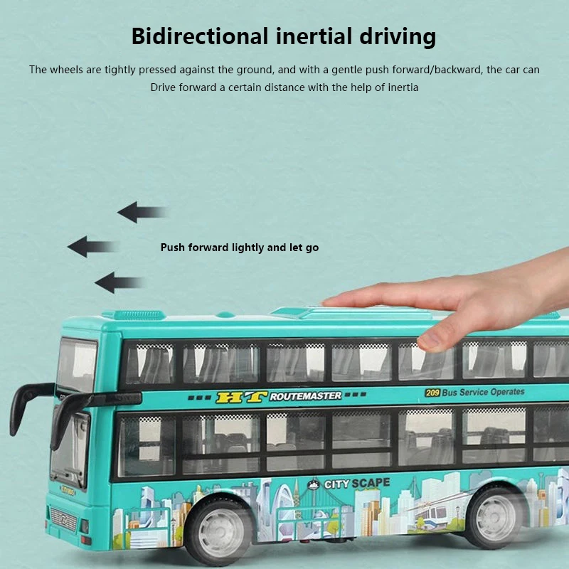 Modèle de voiture jouet de Simulation moulé sous pression, Bus rétractable, voiture à inertie, Tour de ville, modèle de voiture Double Bus, jouets cadeaux pour enfants
