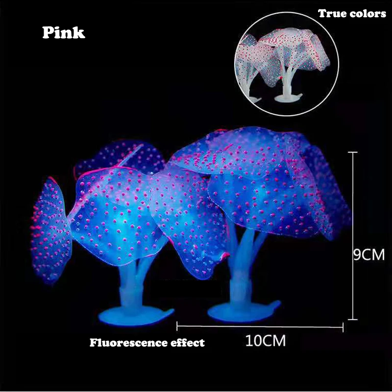 Fluorescent  Fish Tank Aquarium Decoration Artificial Coral Simulation Plant Ornament Pets Underwater Landscape With Suction Cup