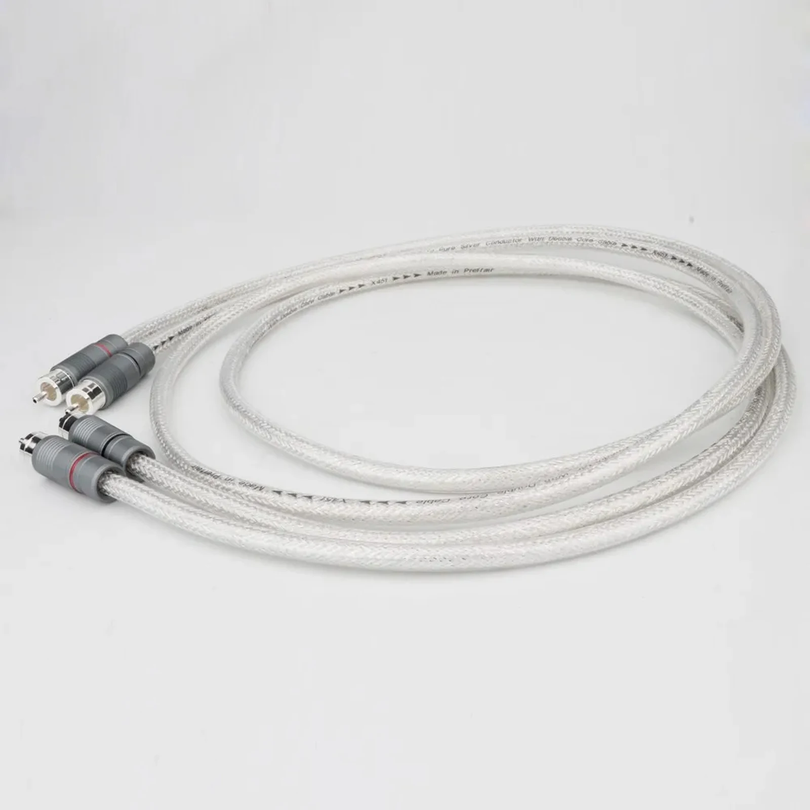 

HiFi Audio 4N Pure Silver RCA Cable Interconnect Signal Wire with Silver Plated RCA Male Plug Solid PSS Pure Silver Wire