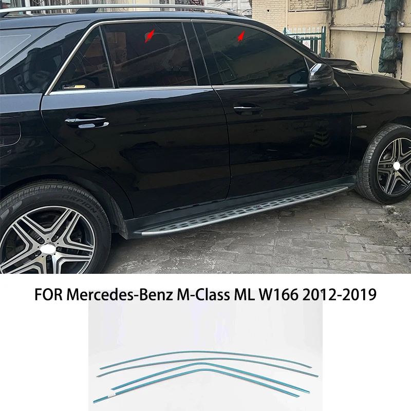 

FIT For Mercedes-Benz M-Class ML W166 2012-2019 Stainless steel Matte silvery up the Window Molding Strip Sill side Cover Trim