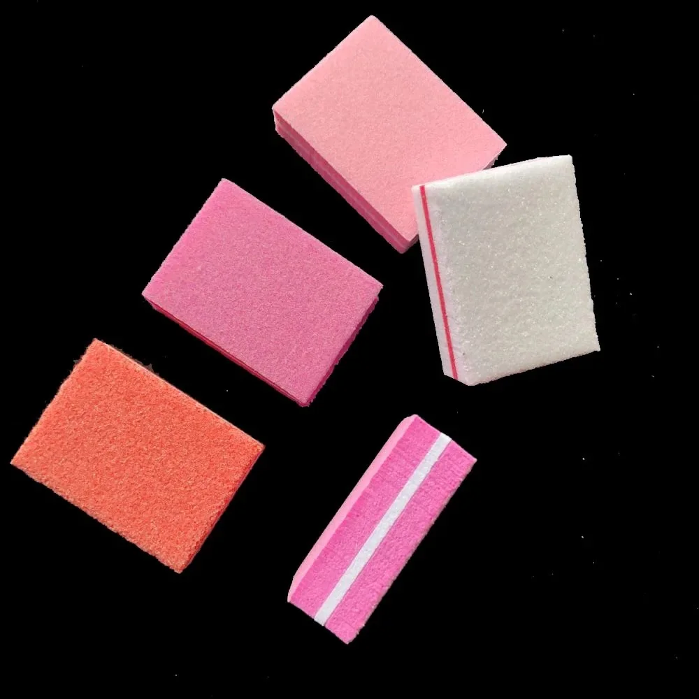 50 pcs random colour mini nail buffer block sponge block disposable nail file 100/180   manicure tool