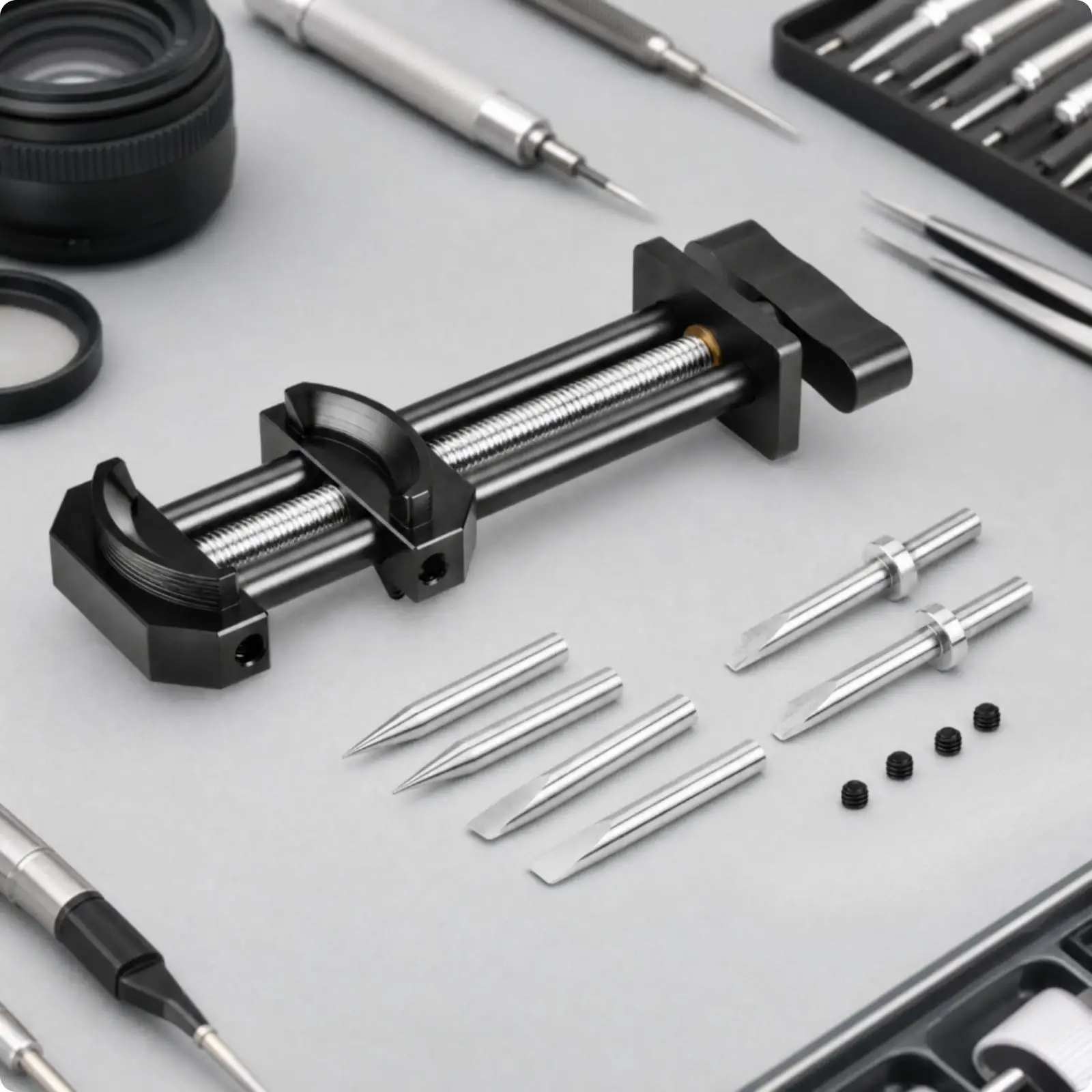 Adjustable Lens Ring Reshaper Device for Camera Lens Bezel Removal and Thread Restoration Aluminum