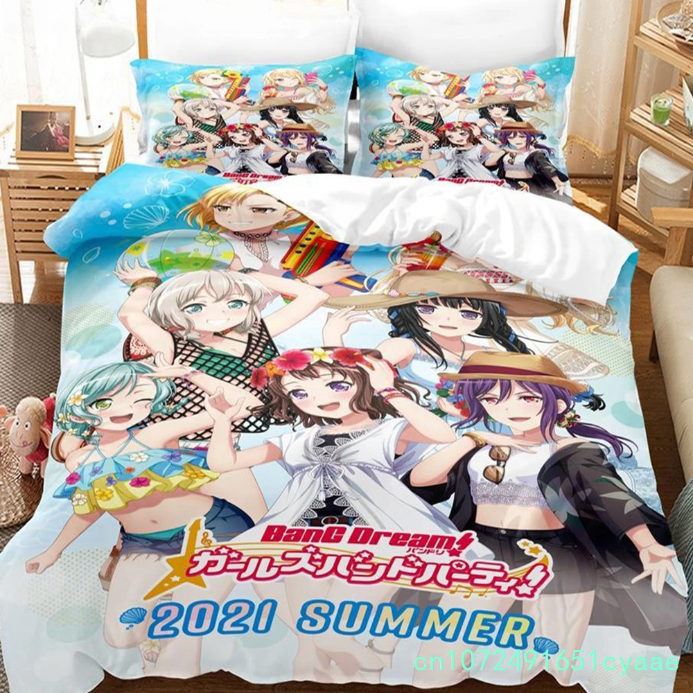 3D Anime BanG Dream! Girls Band Party! Bedding Set Single Twin Full Queen King Size Bed Set Adult Kid Bedroom Duvetcover Sets