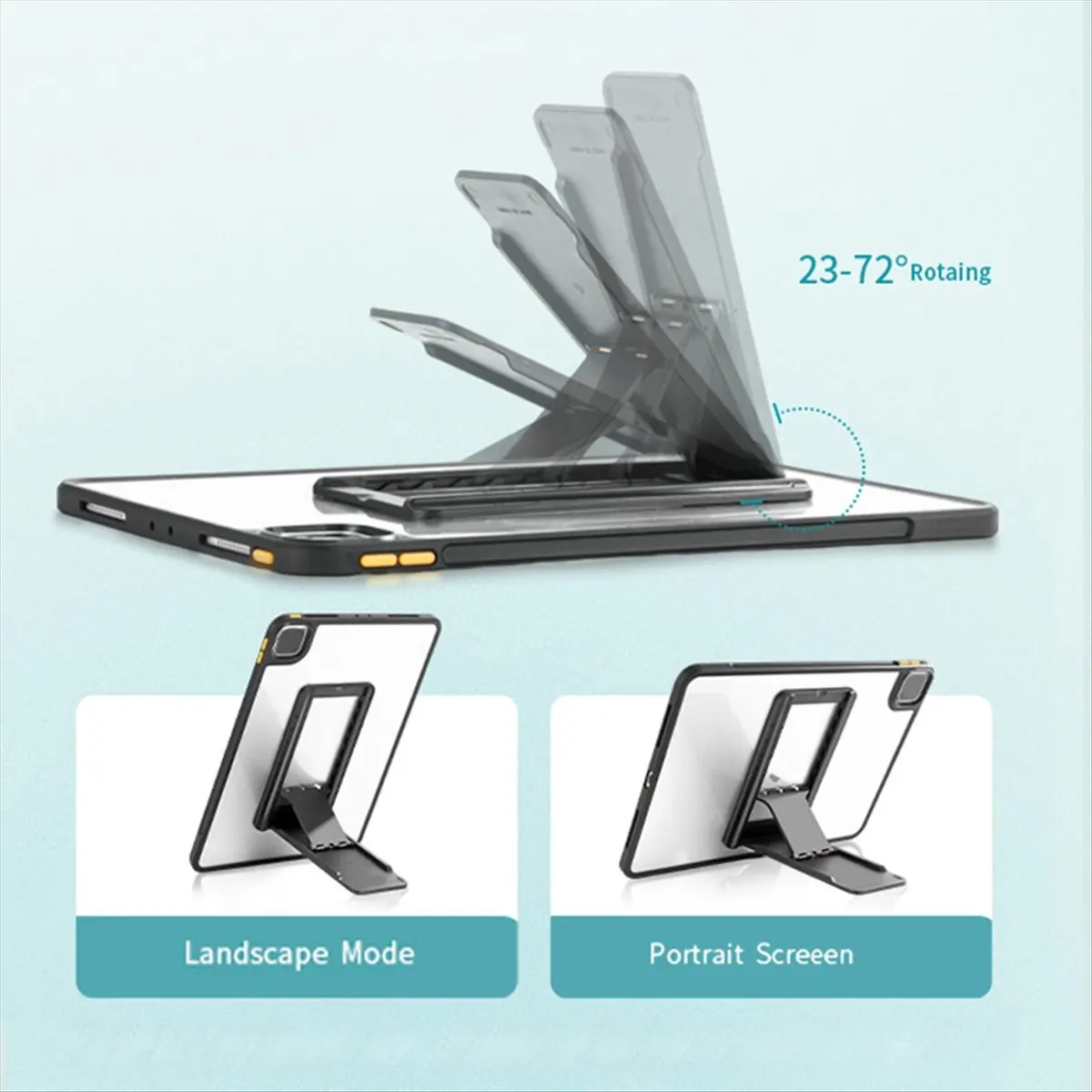 A14M Universal Tablet Stand Foldable Storage Portable Sticky Tablet Bracket for Desktop E-Reader Bracket Tablet Holder Black