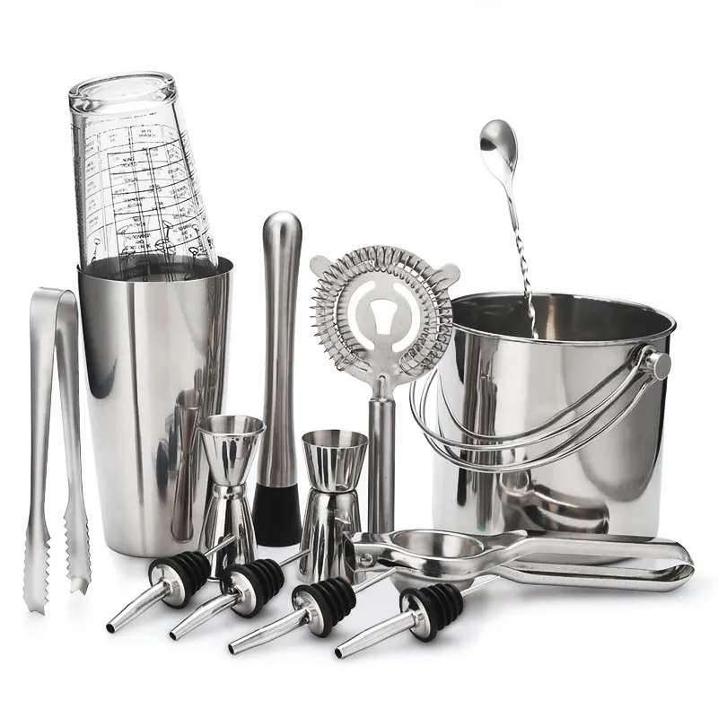 

Cocktail Shaker 14pcs Bar Set Stainless Steel Lounge Cup Boston Cup Shaker Cocktail Shaker Bar Tools