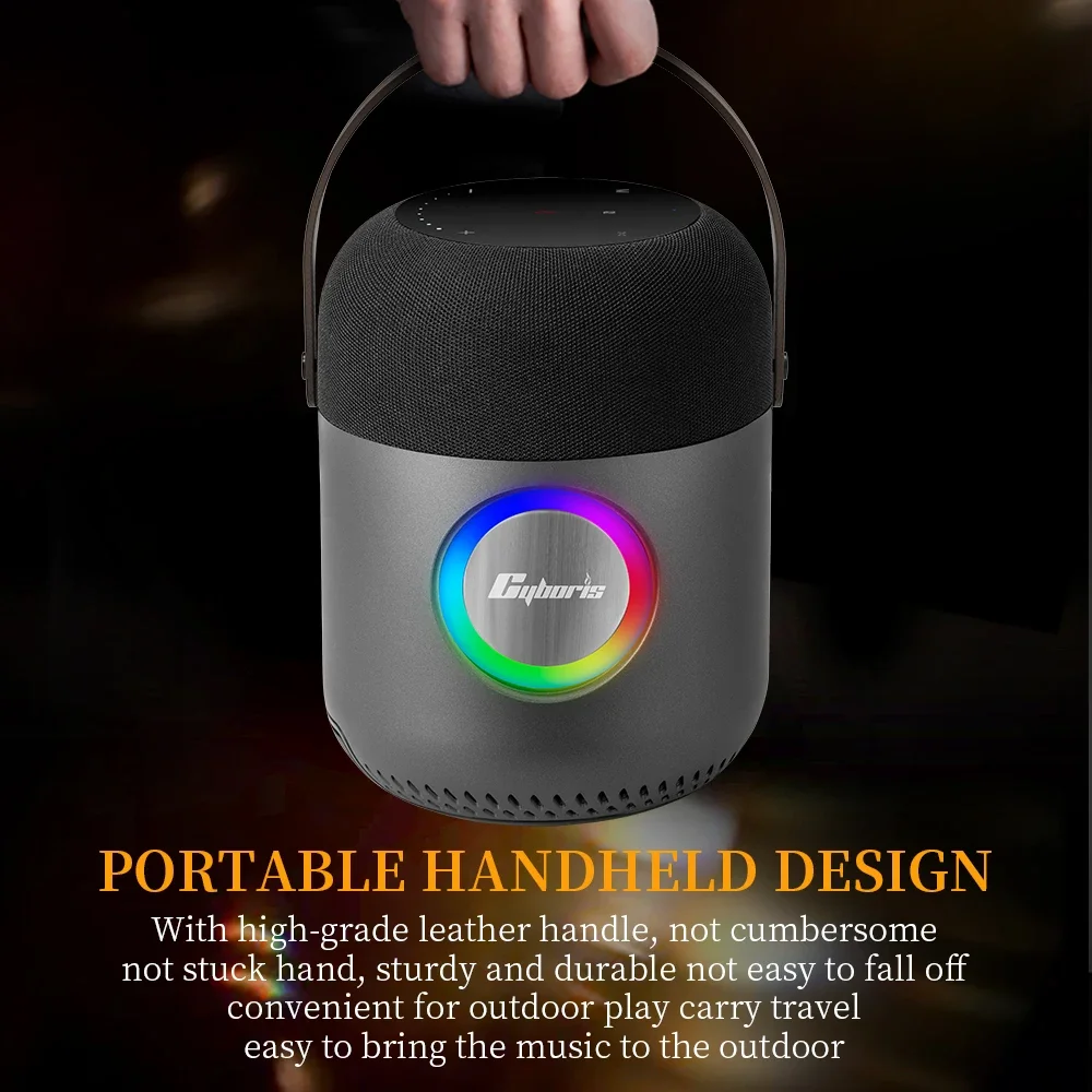 Neuer 100 W kabelloser tragbarer Lautsprecher-Subwoofer mit Touchpanel-Taste, RGB-LED-Licht, tiefer Bass, 360° umgebender Ton, TWS, TF-Karte, U