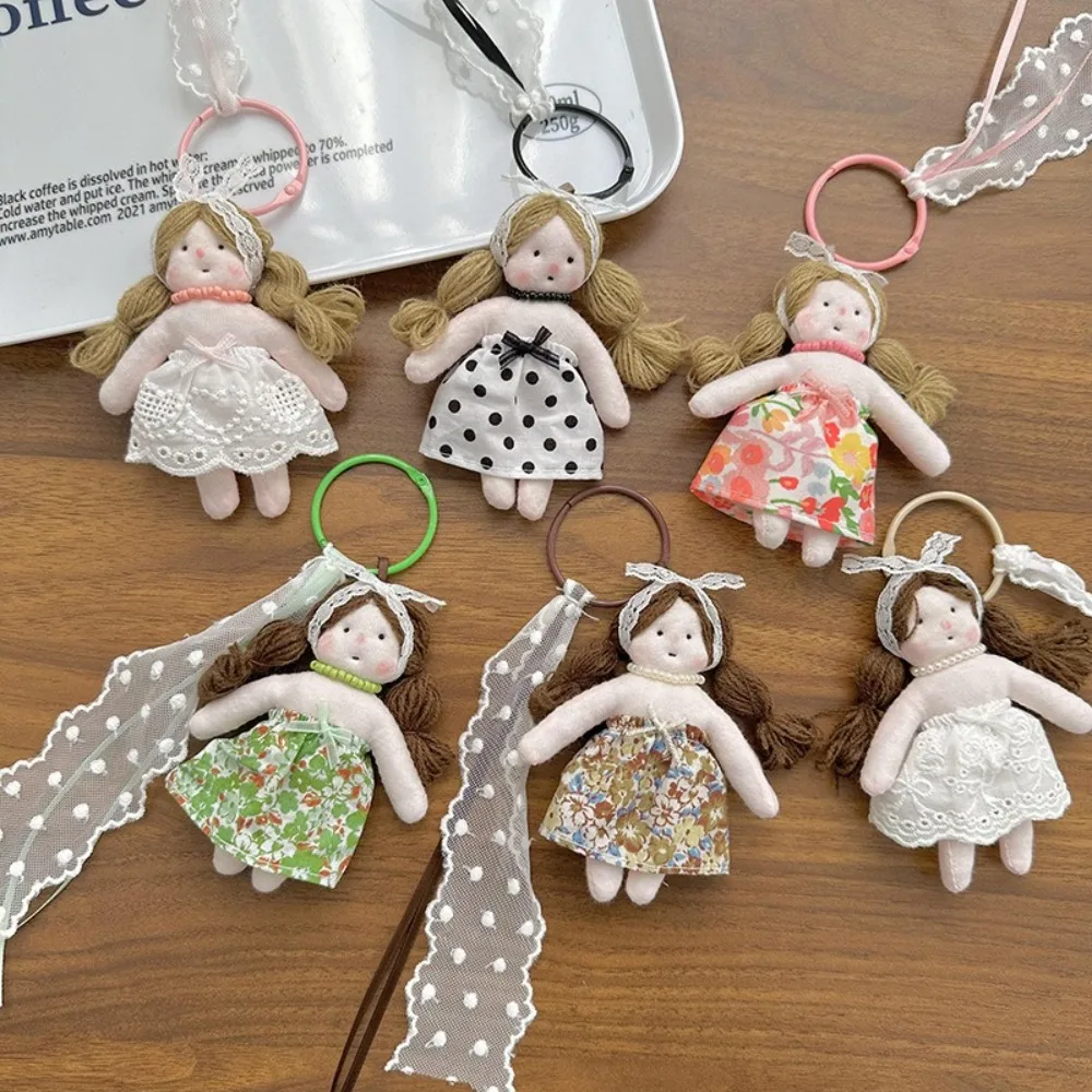 Princess Girl Shaped Girl Doll Keyrings with Lace Florals Dress Car Pendant Girl Shaped Doll Bag Ornament Bag Key Chains Key