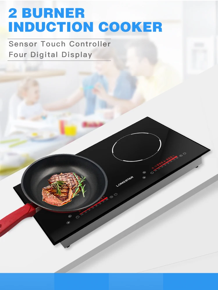 مصنع 2025 موقد كهربائي جديد للمطبخ مع منطقة تحكم غير مرئية طباخ التعريفي المزدوج لوحة سيراميك 4400 واط طباخ التعريفي