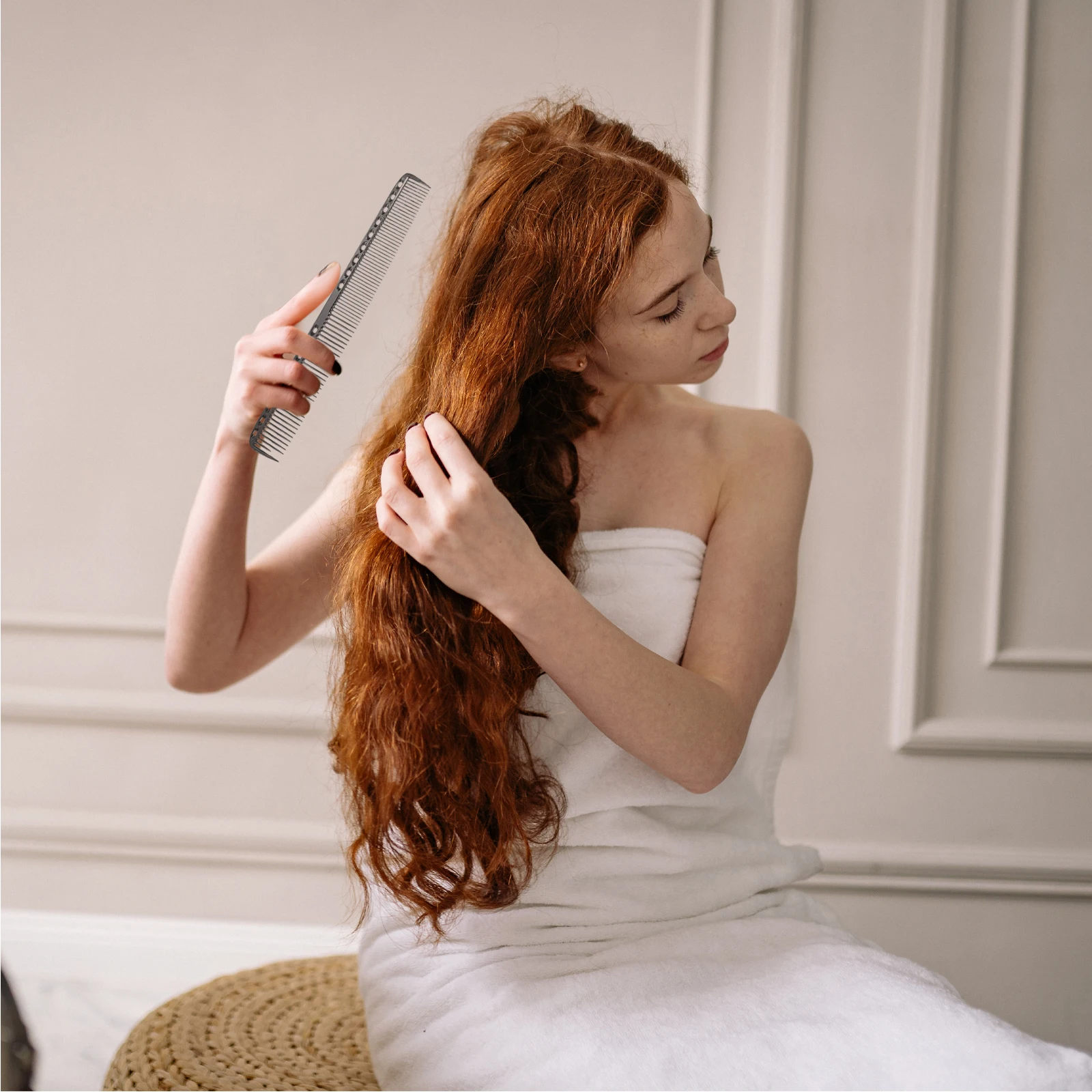 

Steel Comb Professional Haircutting Dyeing Salon Thin Wide Teeth Stainless Easy Wash QuickDry Lightweight Metal Women