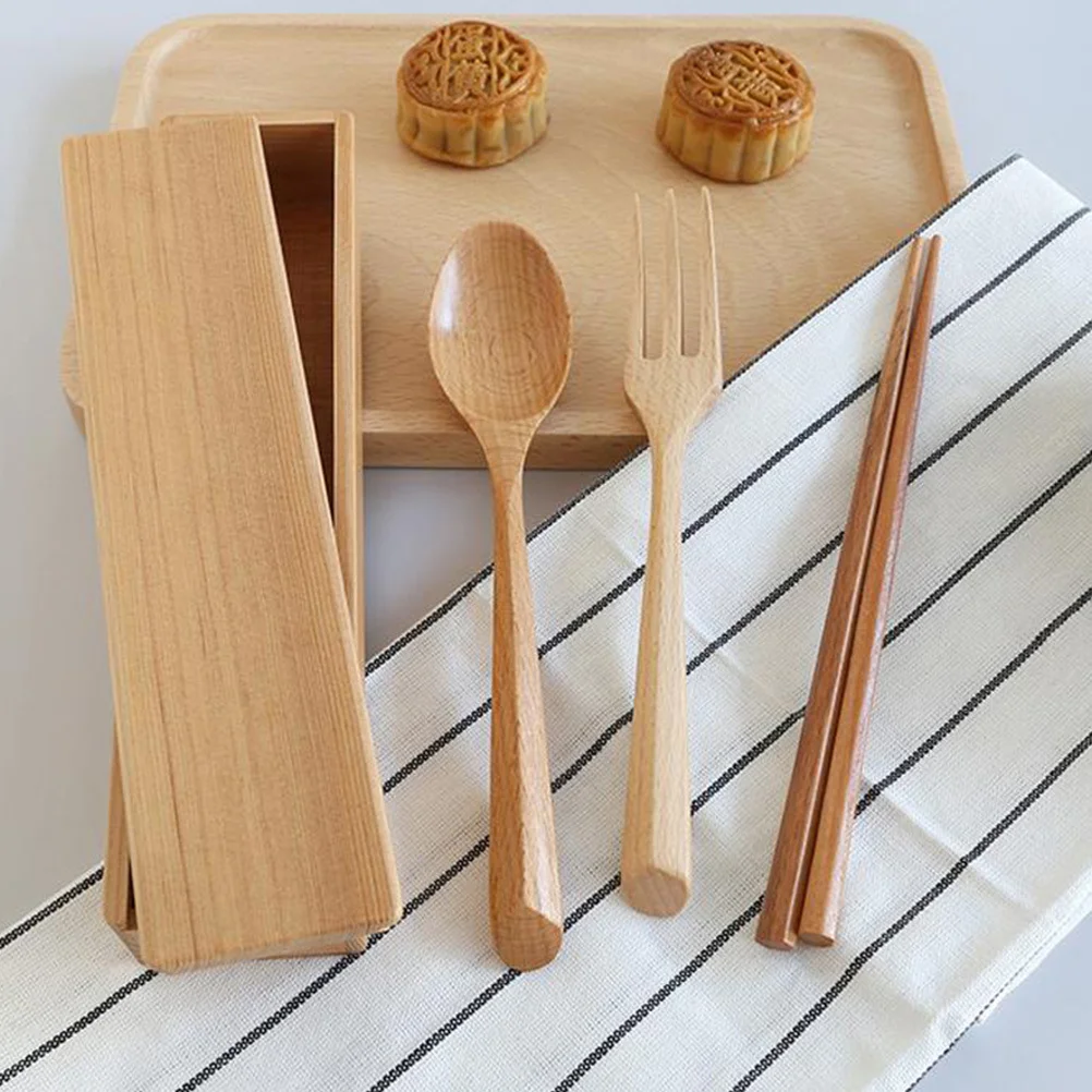 

Japanese Style Tableware Set Japanese Style Chopsticks Fork Spoon with Case Japanese Style Flatware Set