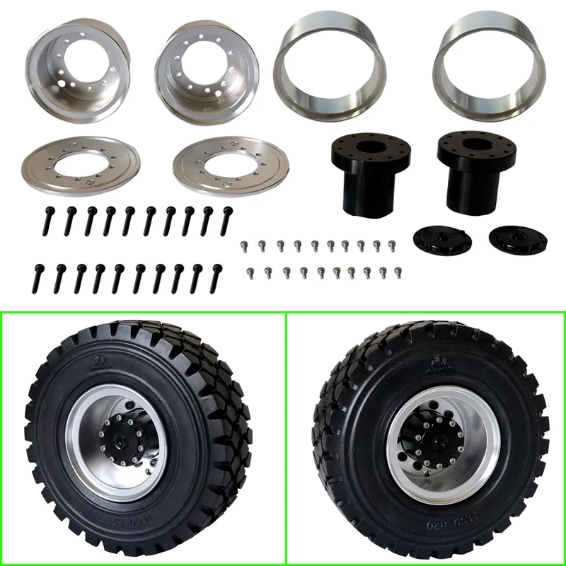 1 Pair Metal Simulation Wheels/Tires for 1/14 Tamiya RC Truck Trailer Tipper Electric Car Scania MAN Benz Volvo LUSE Diy Parts