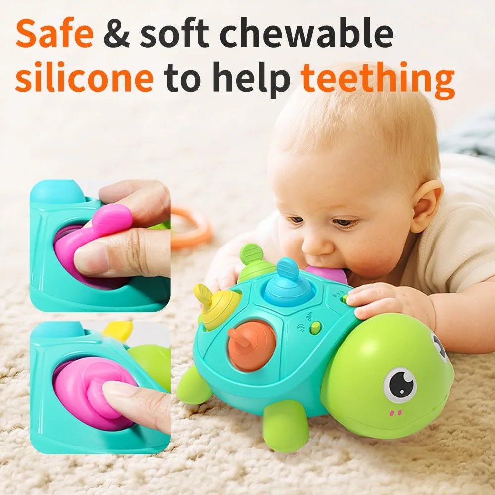 Musical Krabbeln Schildkröte Baby Spielzeug Montessori Leuchten Baby Krabbeln Spielzeug Beruhigende Geräusche Sensorischen Lernen Musical Schildkröte Spielzeug