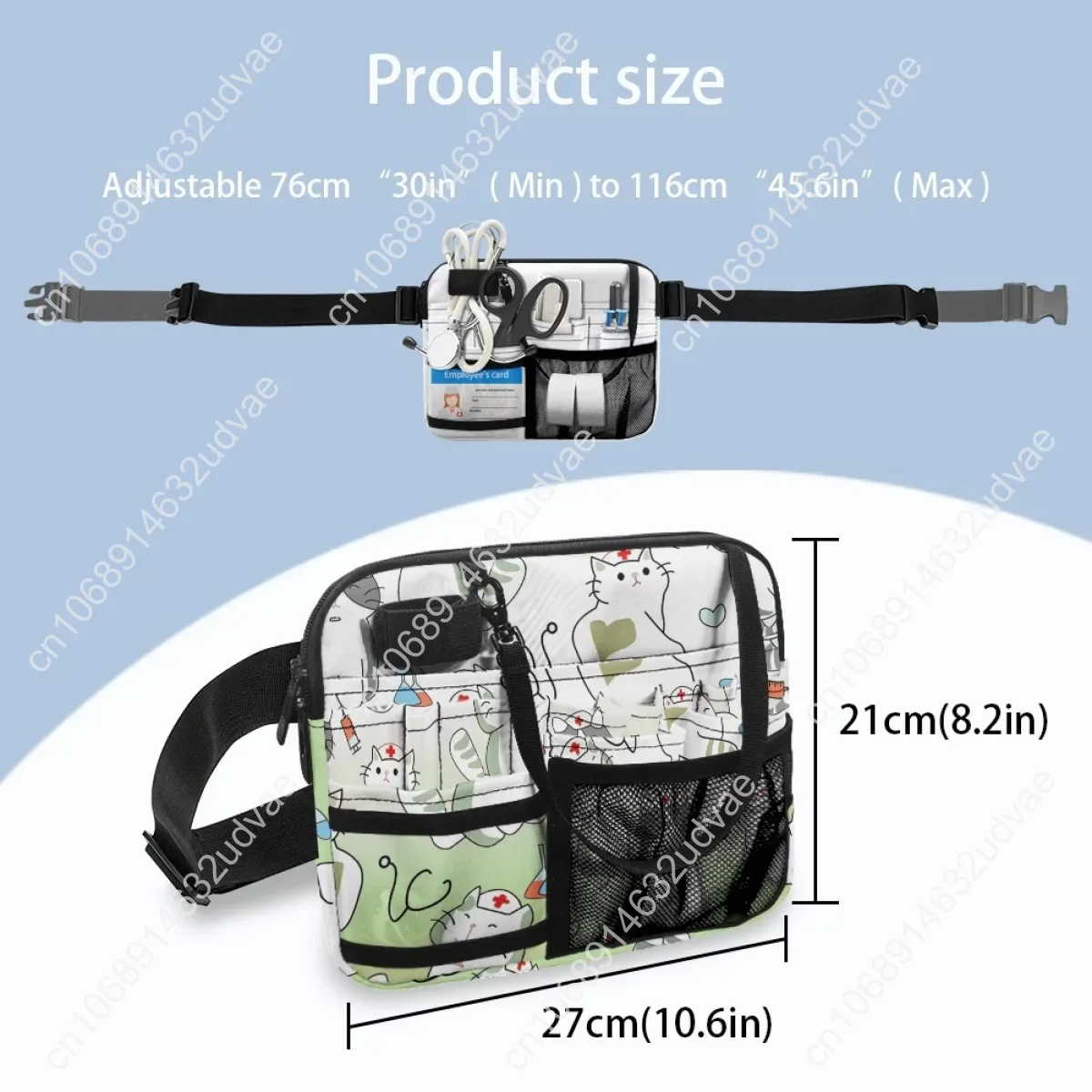 Kawaii Nurse Cat Designer Mesh Multi-Pocket Waist Bag Practical Hospital Work Portable Fanny Pack Organizer Pouch riñonera mujer