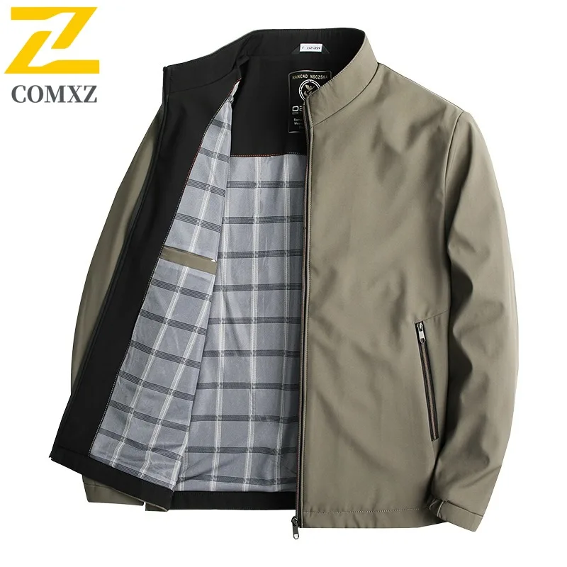 

COMXZ Luxury Stand Collar Mens Jacket Outdoor Work Windproof Motorcycle Jacket Casual Travel Comfortable Lightweight Autumn Coat
