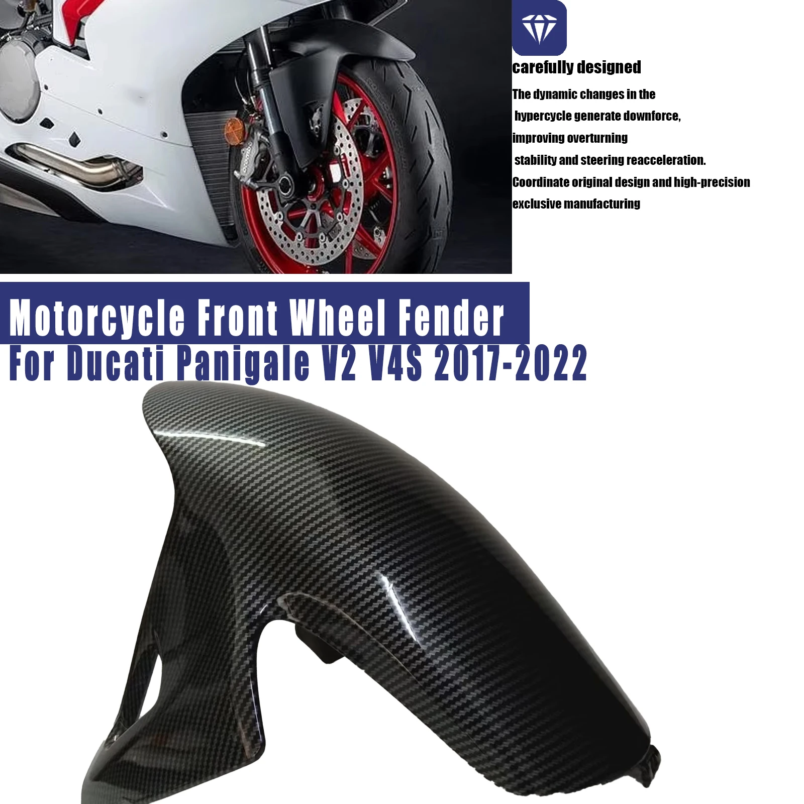 

Motorcycle Front Fender Guard Hugger Fairing For Ducati Panigale V2 V4S 2017 2018 2019 2020 2021 2022 ABS Carbon Fiber Color