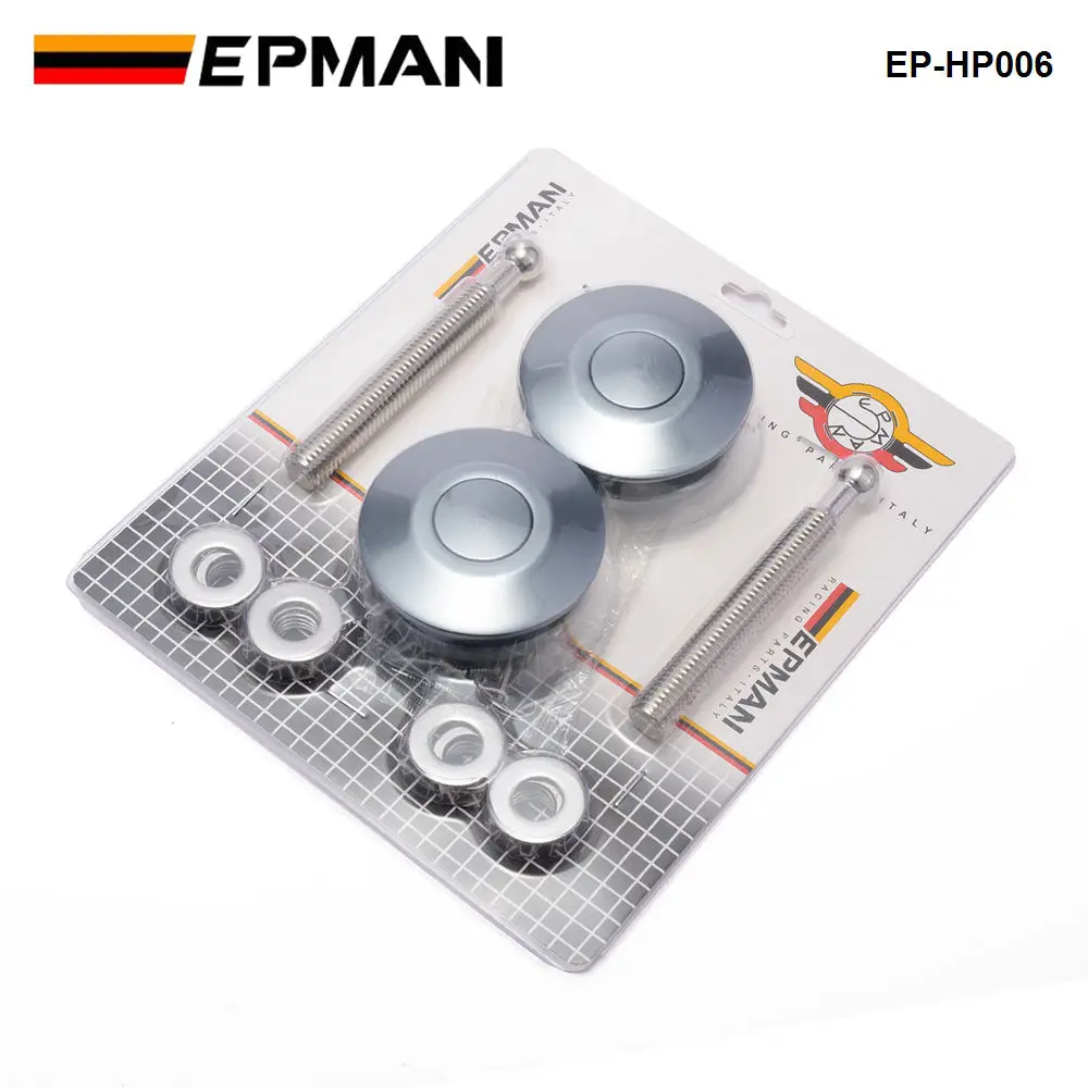 EPMAN Universal Push Button Billet Hood Pins Lock Clip Kit Car Quick Latch EP-HP006